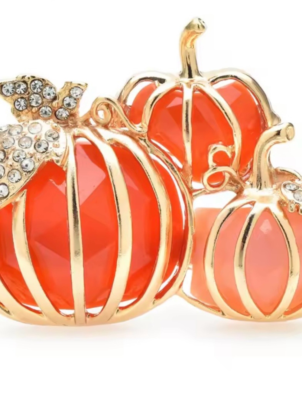 Gold-Tone Orange Pumpkin Brooch - Women Jewelry